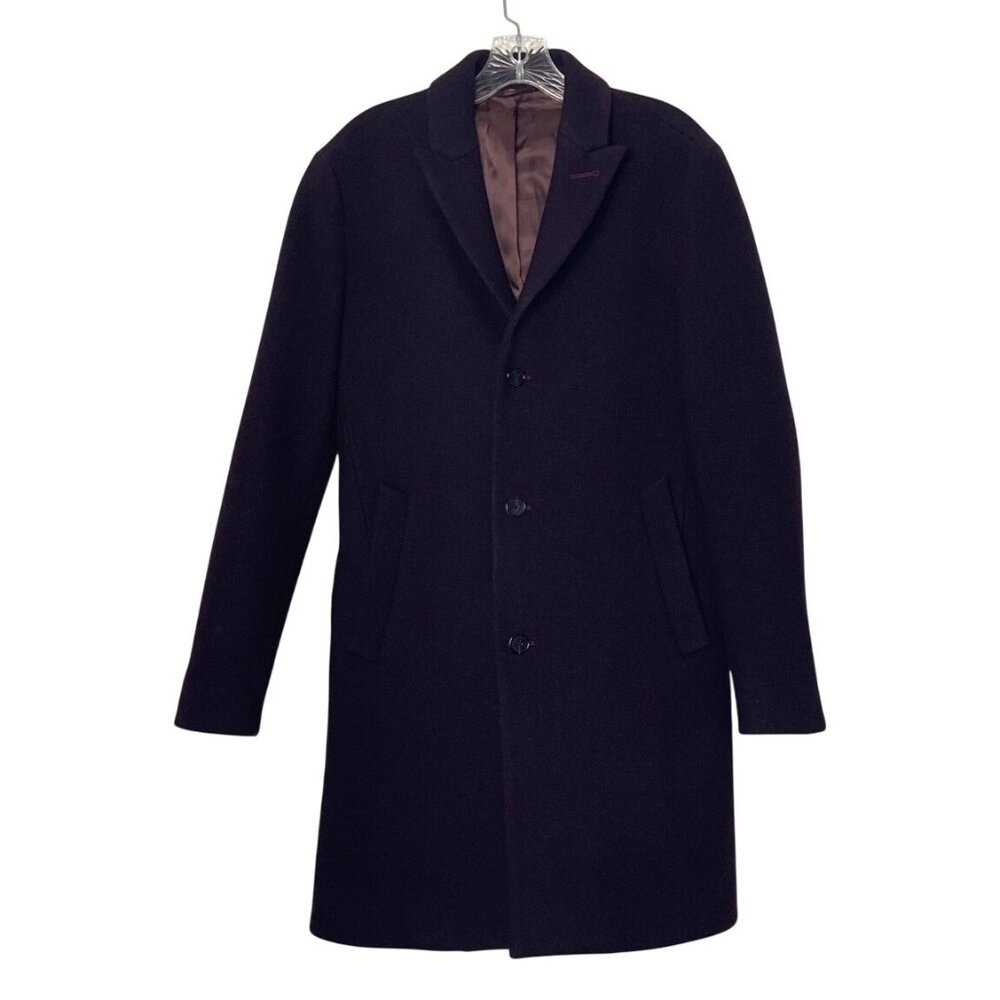 Bonobos Men's Slim Fit Wool Blend Overcoat 36R Brown/Maroon Speckled Jacket Nice